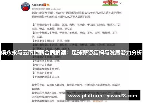 侯永永与云南顶薪合同解读：足球薪资结构与发展潜力分析