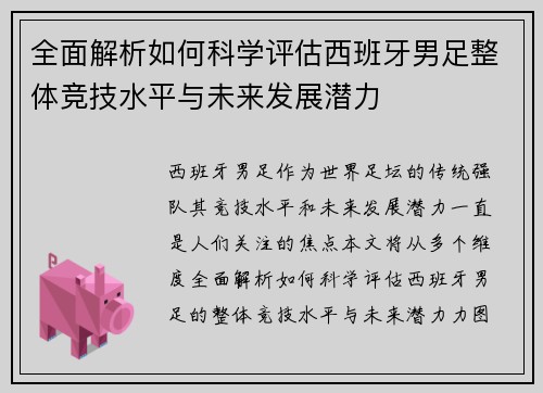 全面解析如何科学评估西班牙男足整体竞技水平与未来发展潜力